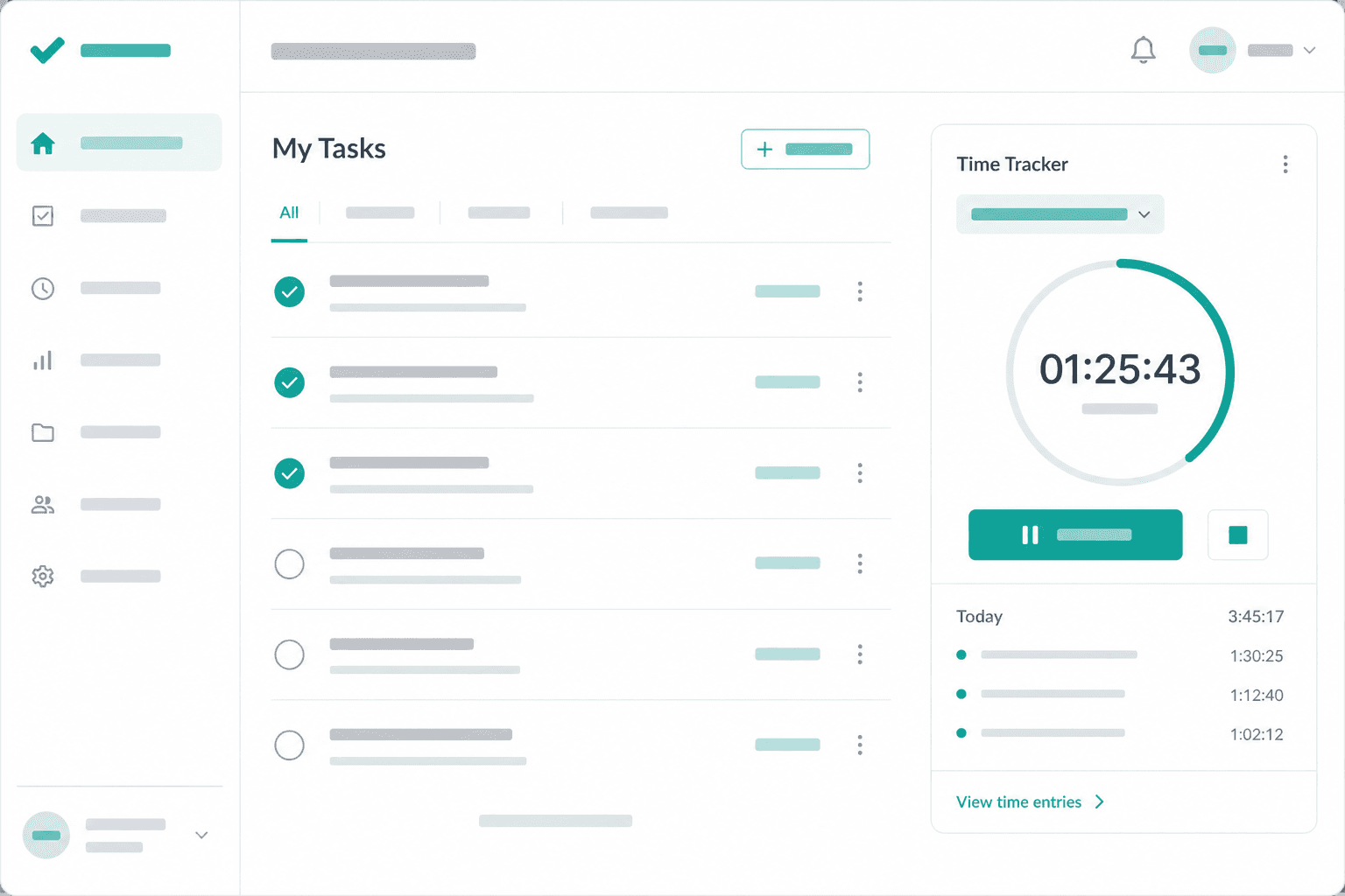 Illustration of tasks and time tracking aligned with client records